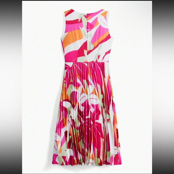 (M) MOTF FLORAL PLEATED ASYMMETRIC-NECK MIDI DRESS - Picture 2 of 7
